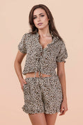 Leopard Printed Woven Top & Shorts Set
