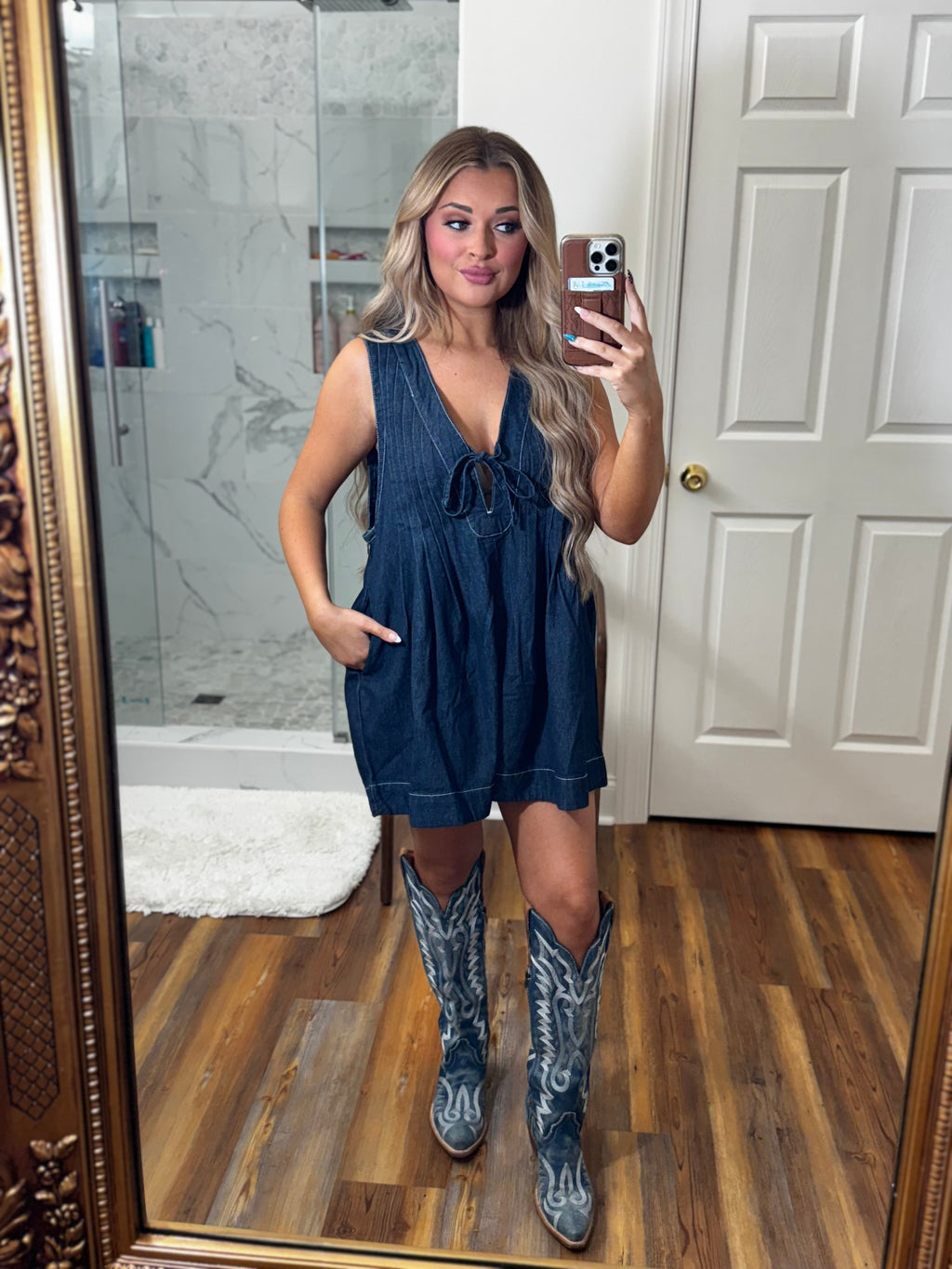 Dark Wash Denim Romper