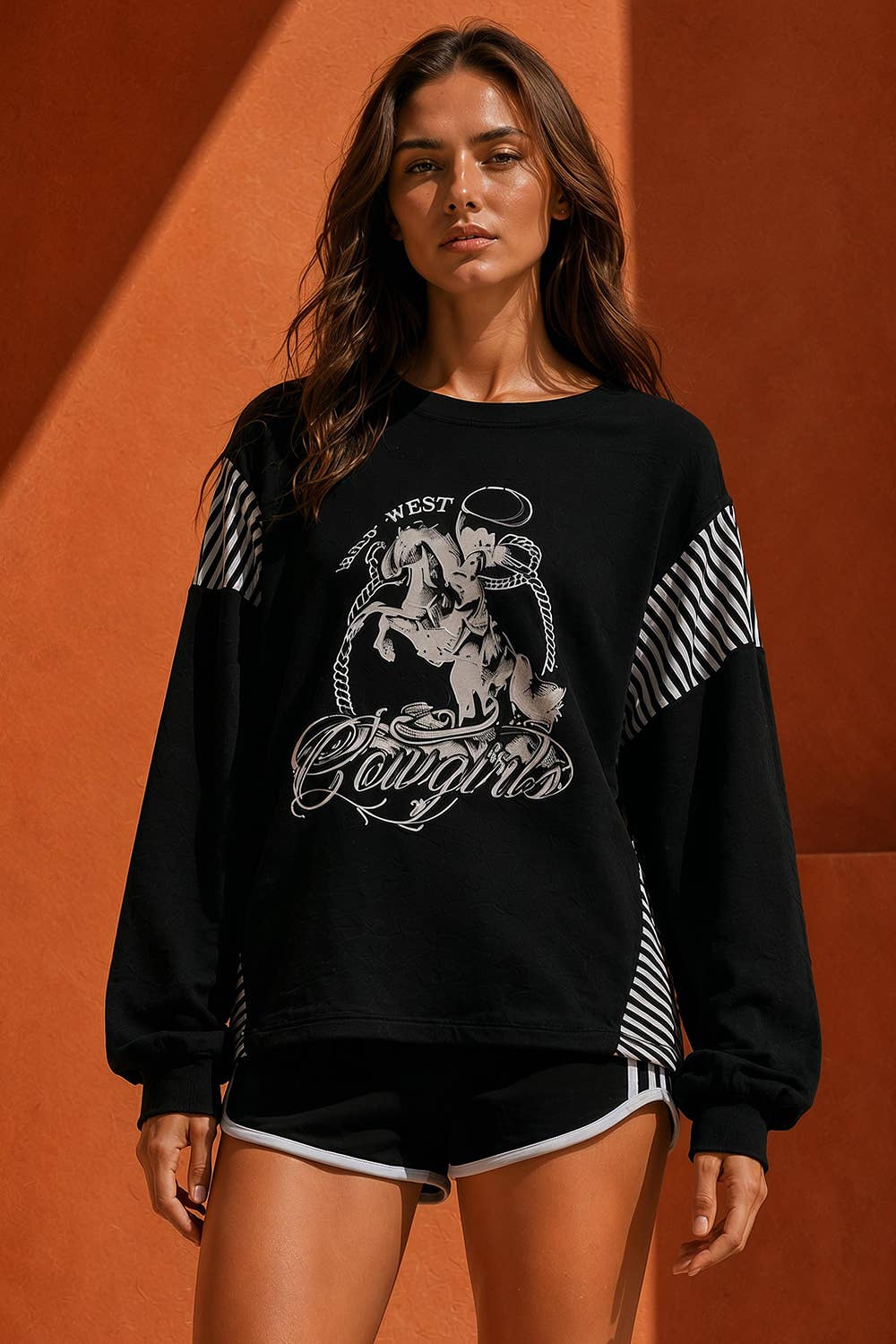 Oversized Western Graphic Knit Top