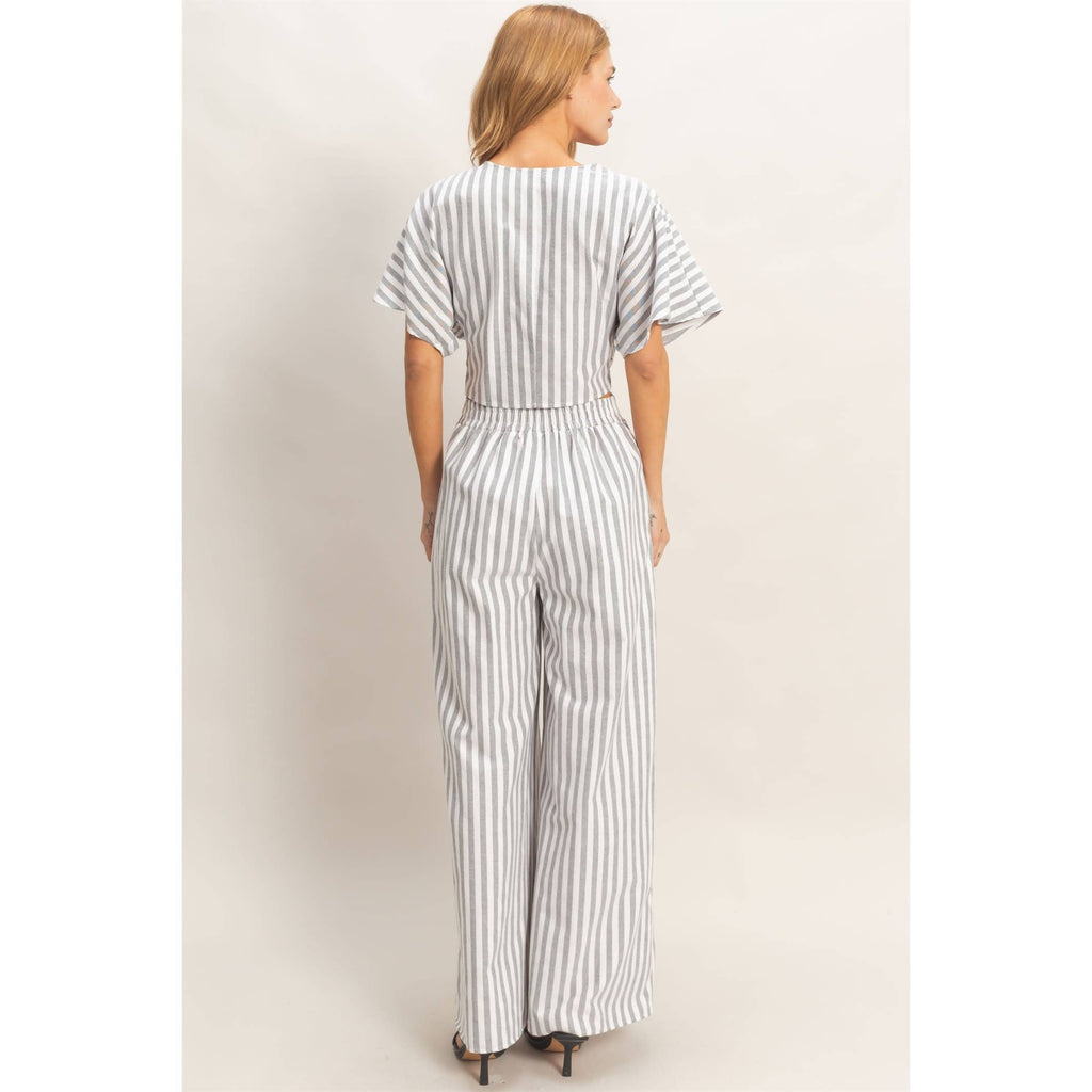 Striped Twist Front Top & Pants Set