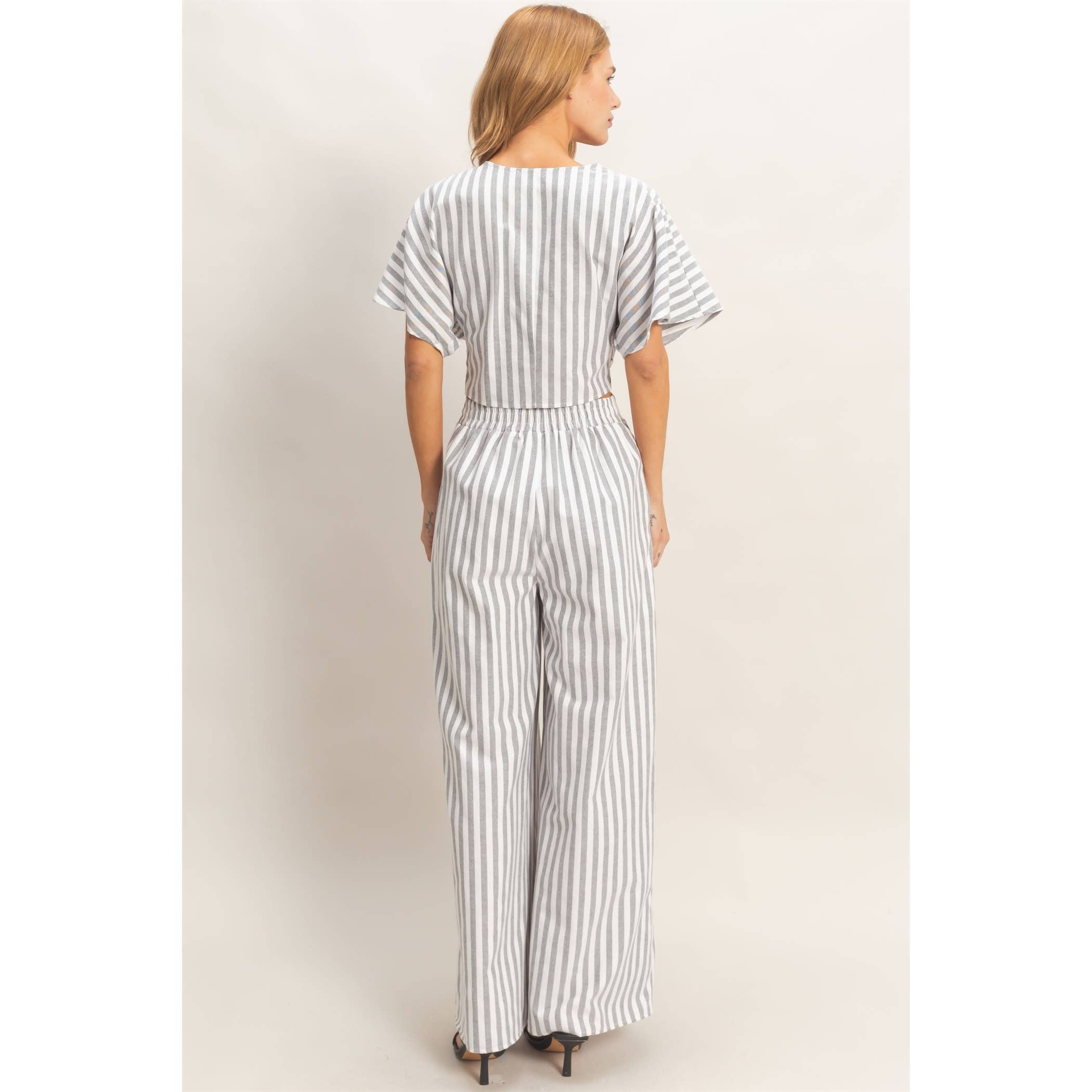 Striped Twist Front Top & Pants Set