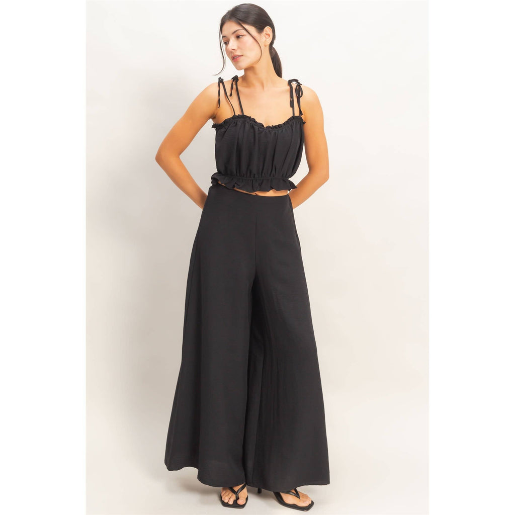 Ruffle Smocked Bust Top & Wide Pants