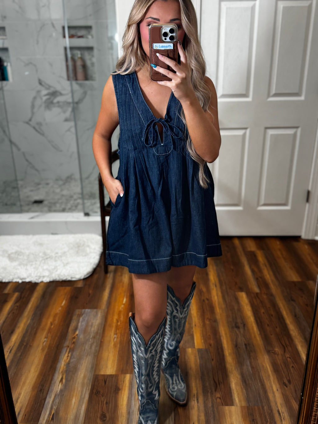 Dark Wash Denim Romper