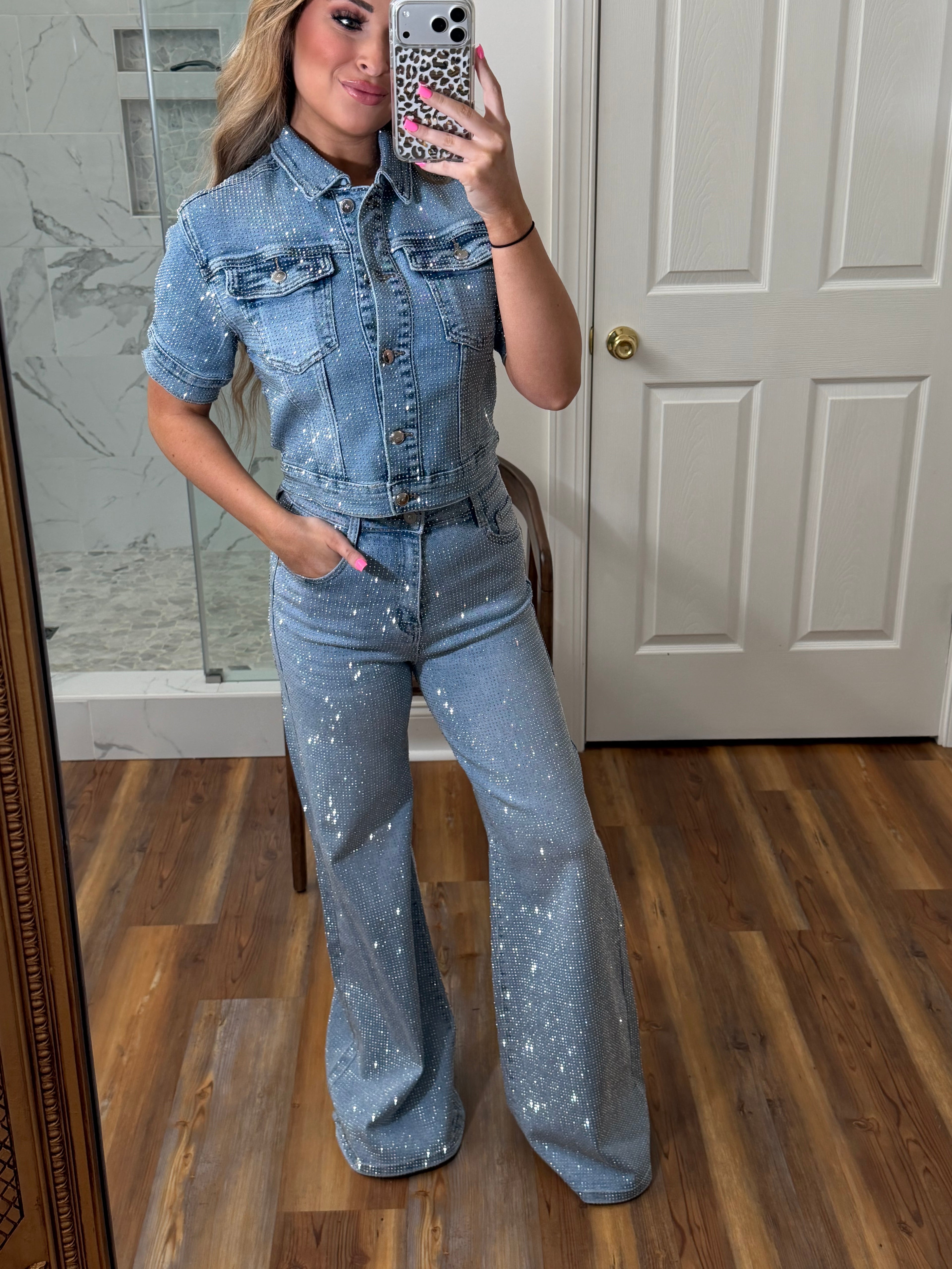 Rhinestone Denim Top