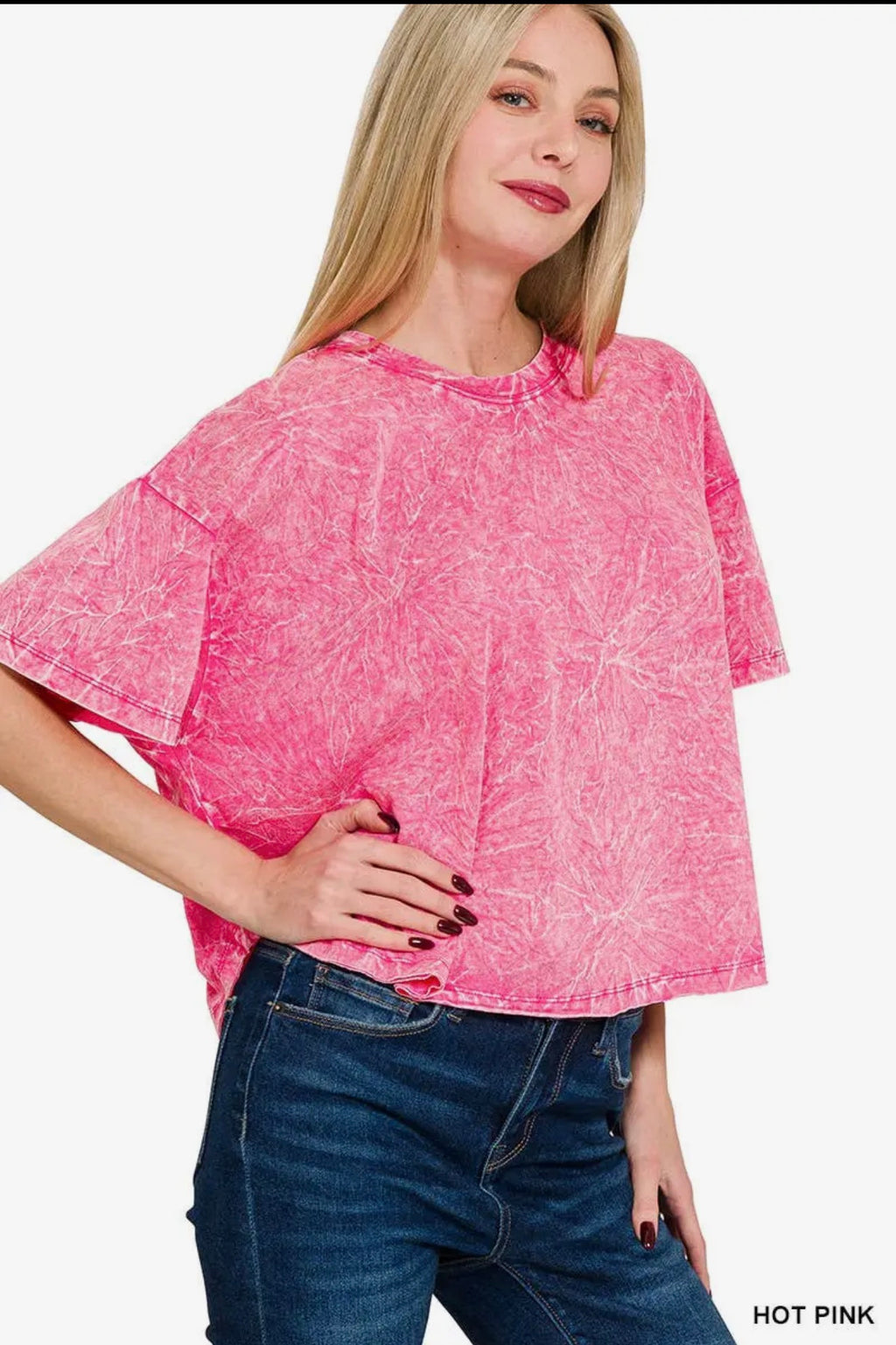 Acid Wash Short Sleeve Top