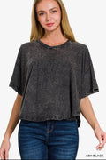 Acid Wash Short Sleeve Top