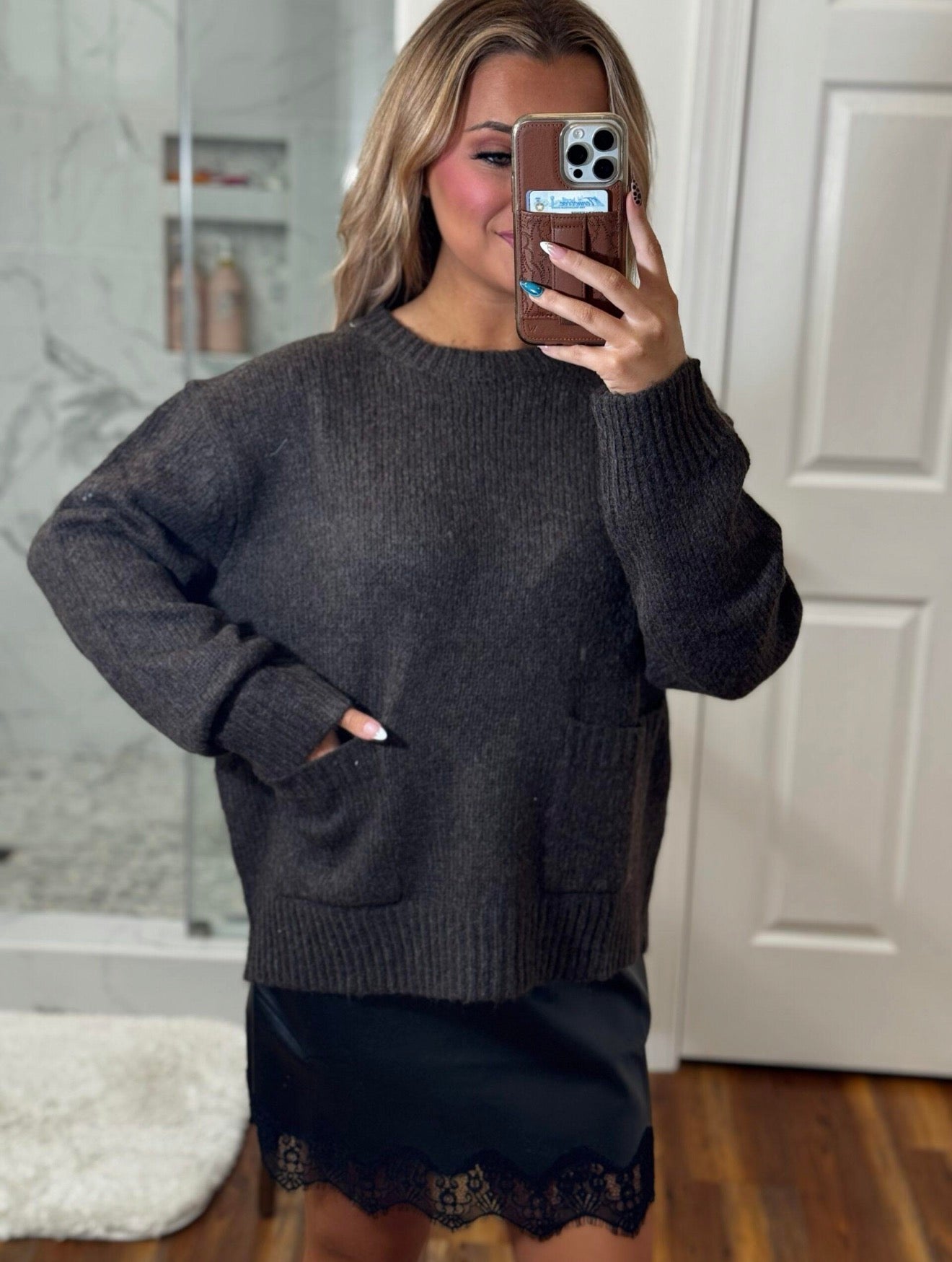 Pocket Charcoal Sweater