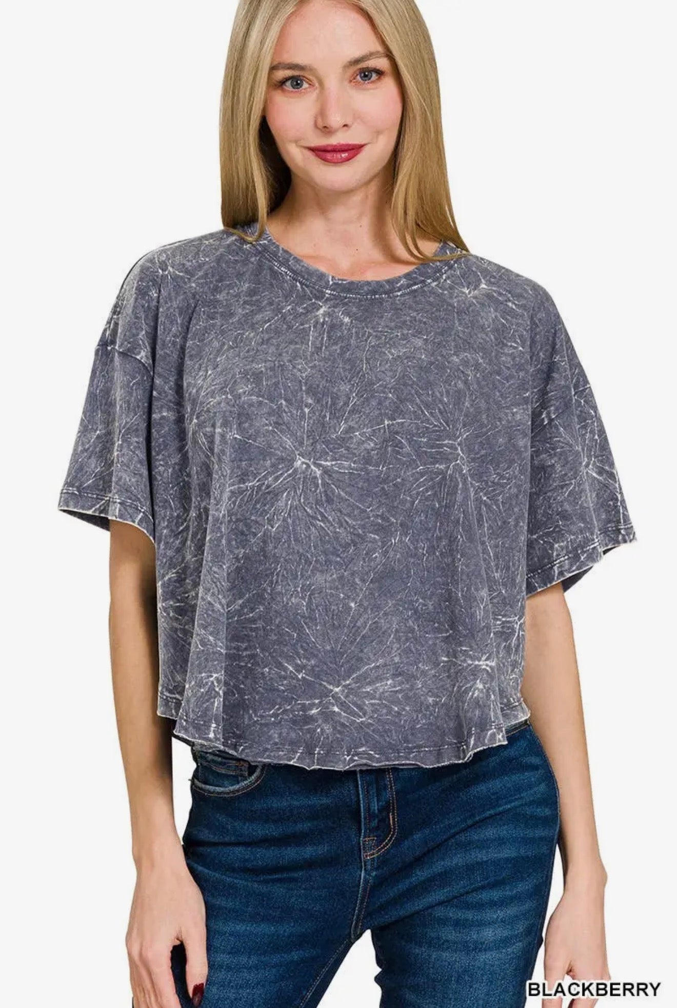 Acid Wash Short Sleeve Top