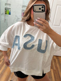 USA Denim Patchwork Top