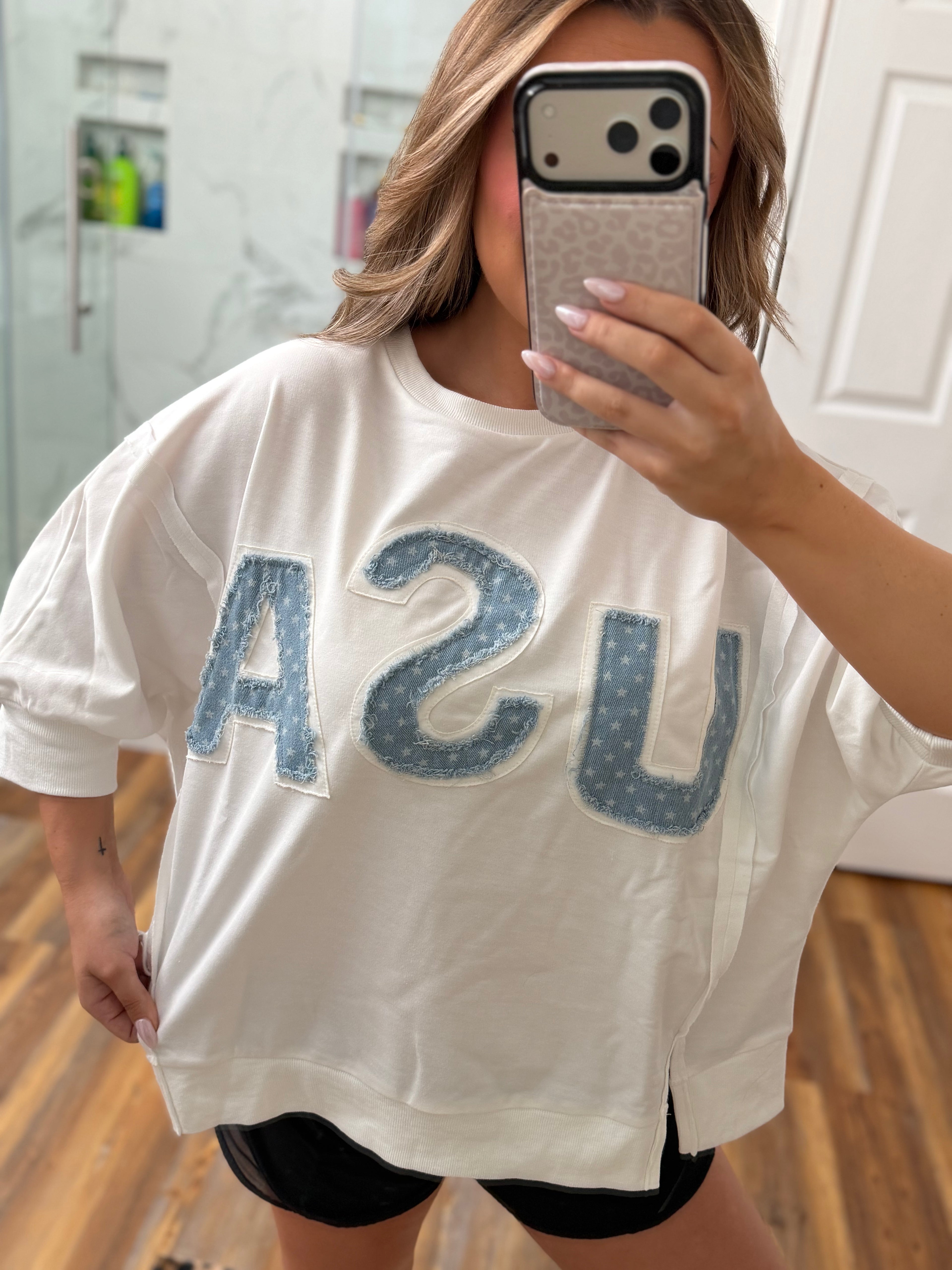 USA Denim Patchwork Top