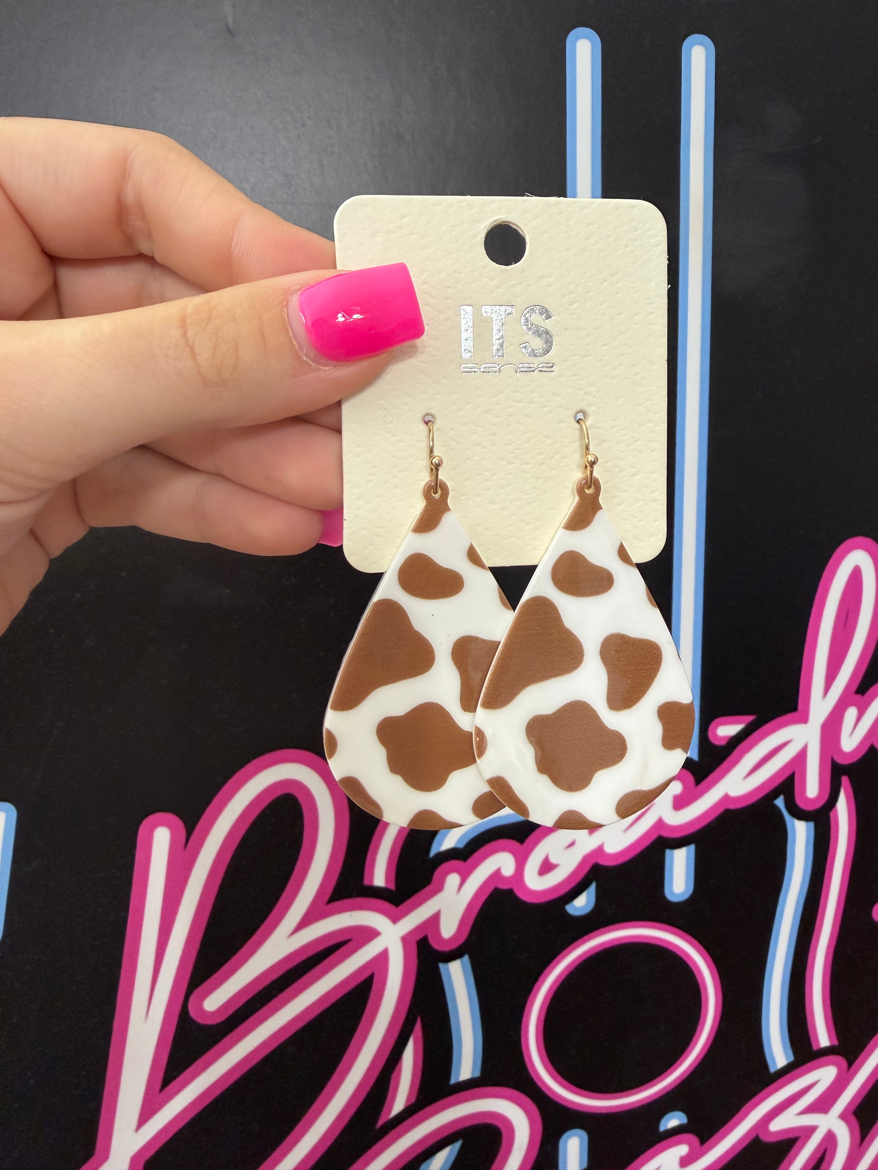 Brown Cow-print Earring