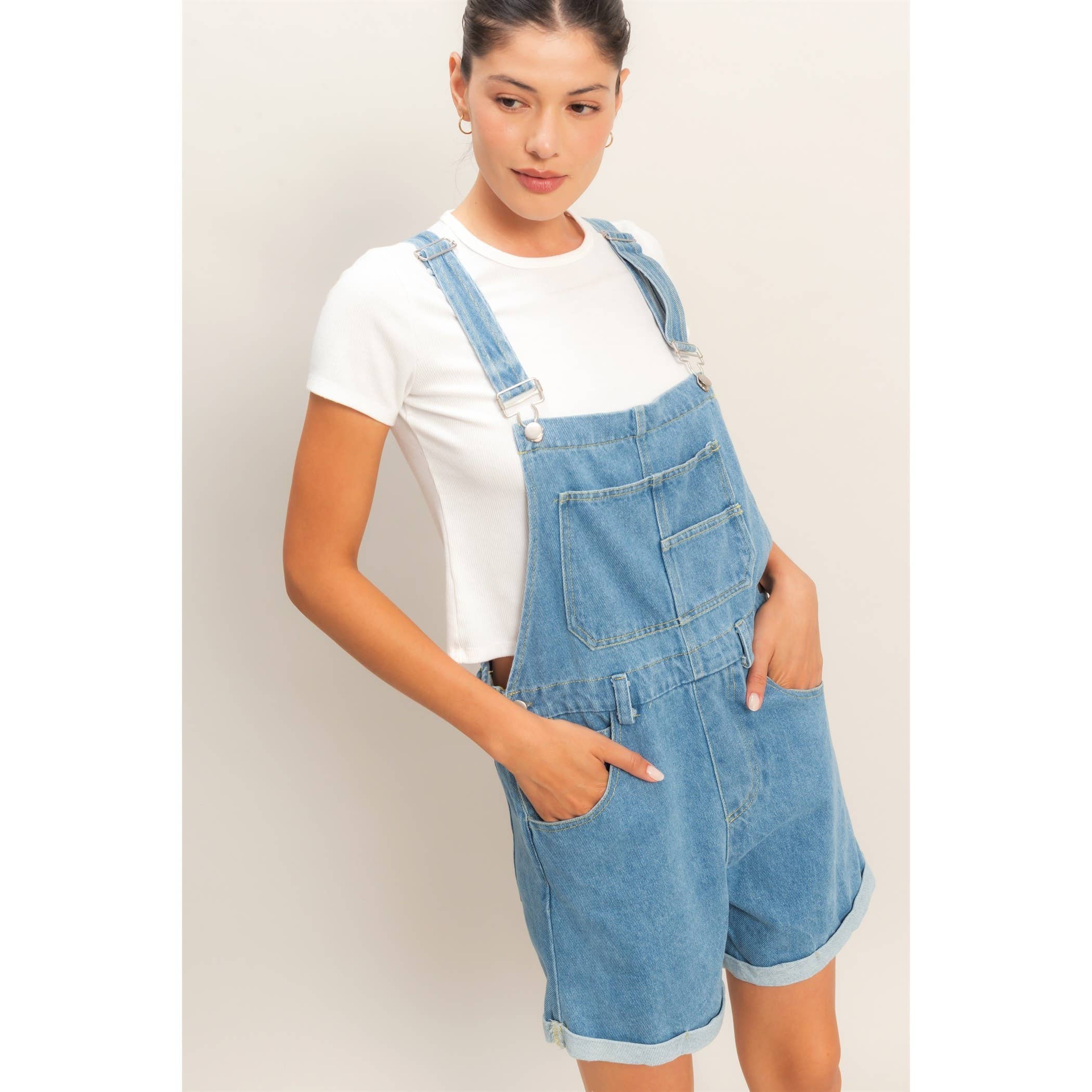 Denim Cross Back Overalls