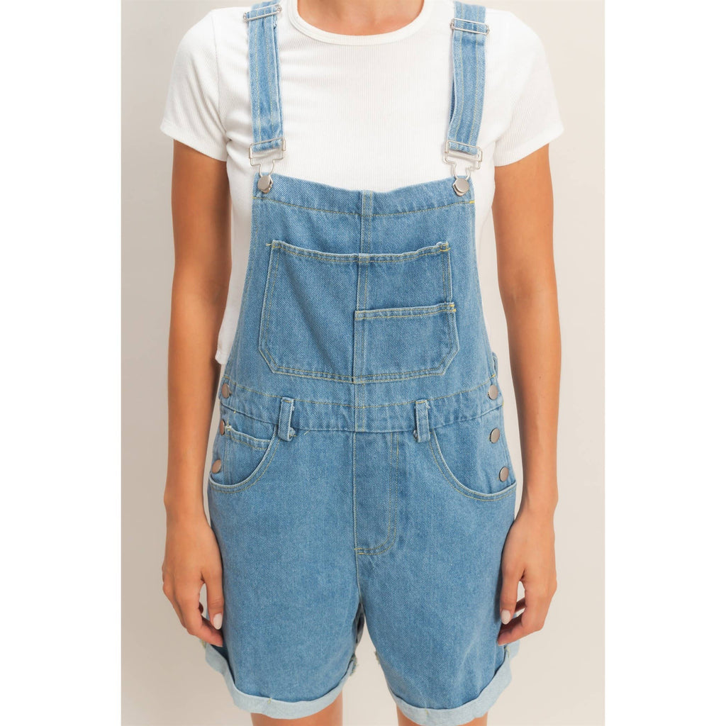 Denim Cross Back Overalls