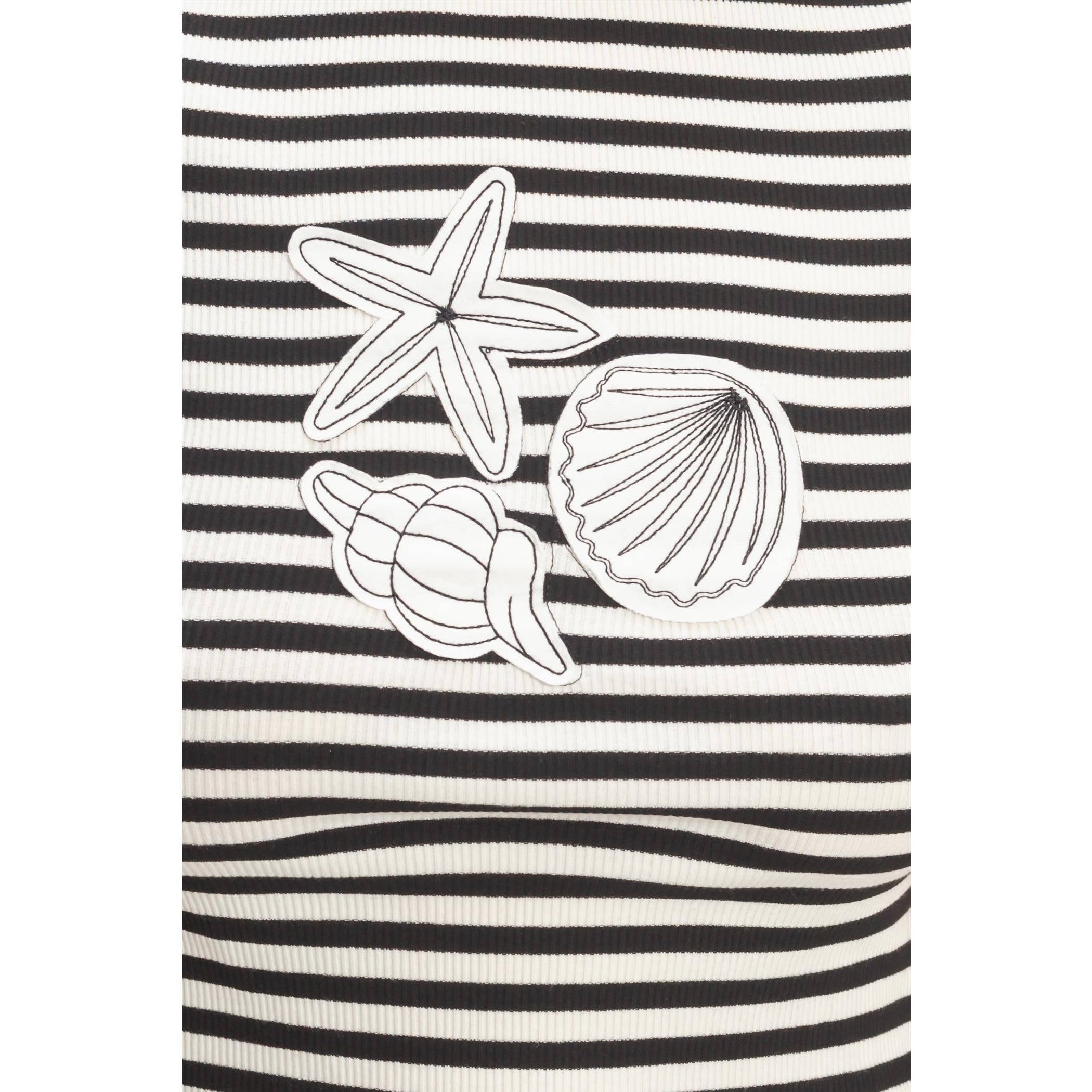 Striped Embroidered Patch Top