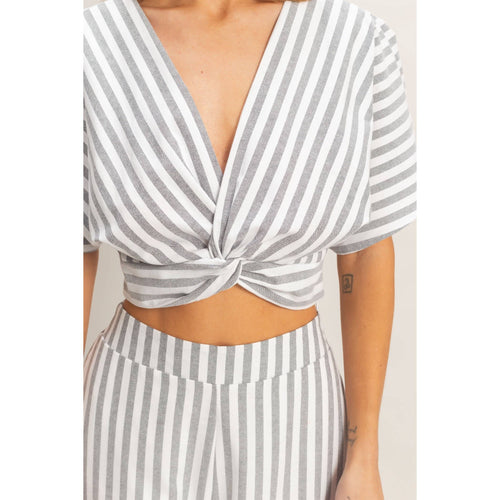 Striped Twist Front Top & Pants Set